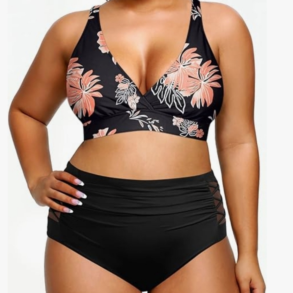 NWT Yonique Womens Two Piece Bikini Swimsuit Tummy Control